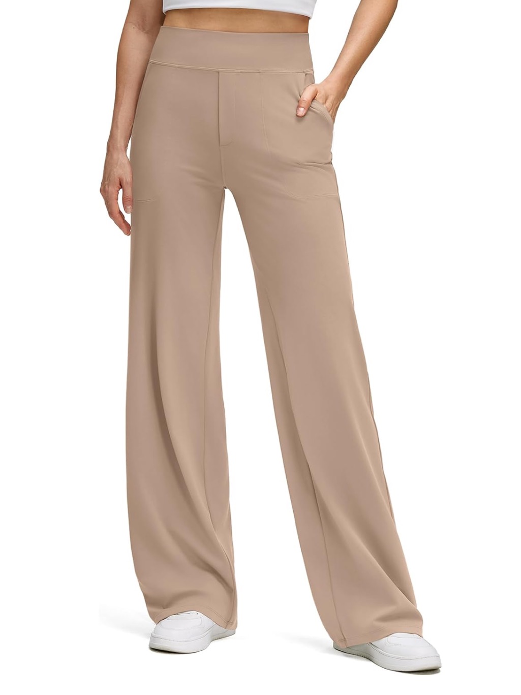 Nwot G4free Barefeel High Stretch Wide Leg Yoga Pants Pull-On Pocket In Toffee